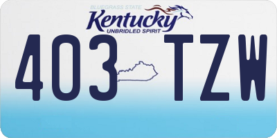KY license plate 403TZW