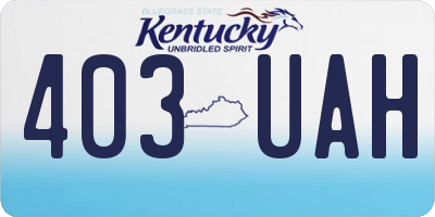 KY license plate 403UAH