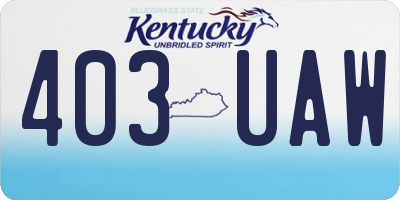 KY license plate 403UAW