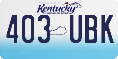 KY license plate 403UBK