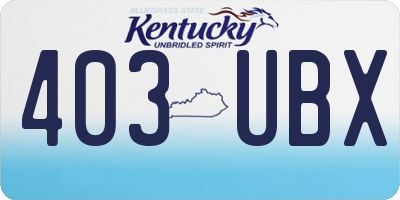 KY license plate 403UBX