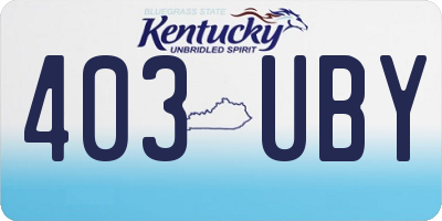 KY license plate 403UBY