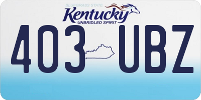 KY license plate 403UBZ