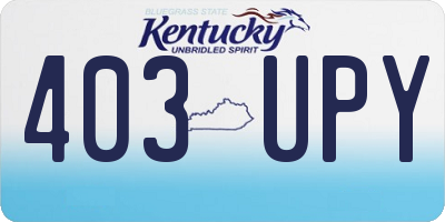 KY license plate 403UPY