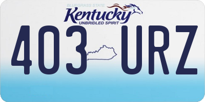 KY license plate 403URZ