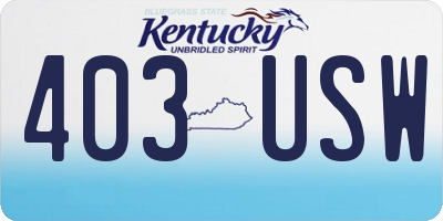 KY license plate 403USW