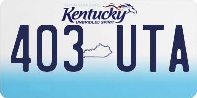 KY license plate 403UTA