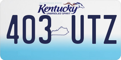 KY license plate 403UTZ