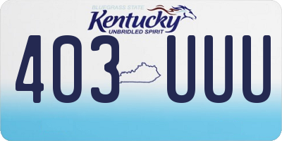 KY license plate 403UUU