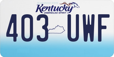 KY license plate 403UWF