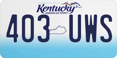 KY license plate 403UWS