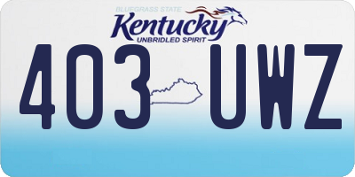 KY license plate 403UWZ