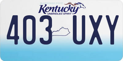 KY license plate 403UXY