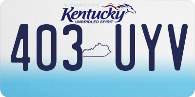 KY license plate 403UYV