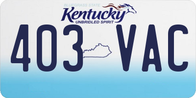 KY license plate 403VAC