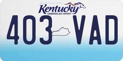 KY license plate 403VAD