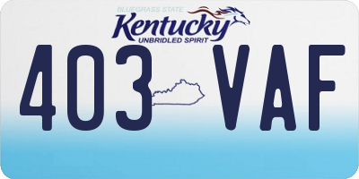 KY license plate 403VAF