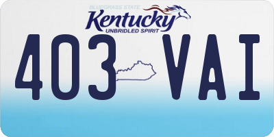 KY license plate 403VAI