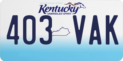 KY license plate 403VAK