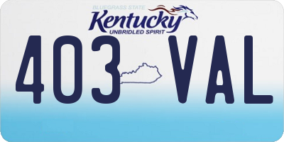 KY license plate 403VAL