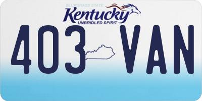 KY license plate 403VAN