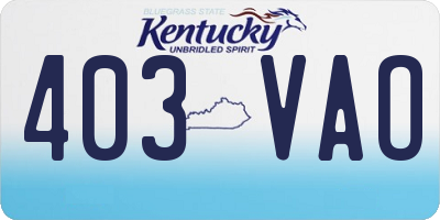 KY license plate 403VAO
