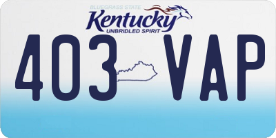 KY license plate 403VAP