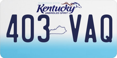 KY license plate 403VAQ