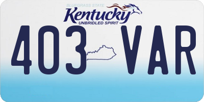 KY license plate 403VAR