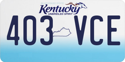 KY license plate 403VCE
