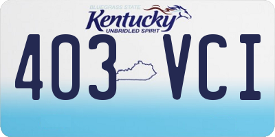 KY license plate 403VCI