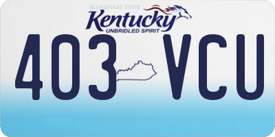 KY license plate 403VCU
