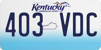 KY license plate 403VDC