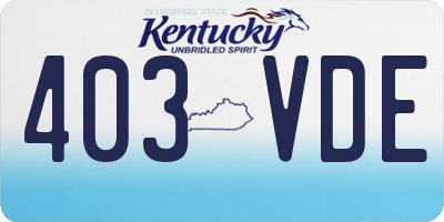 KY license plate 403VDE