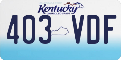 KY license plate 403VDF