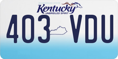 KY license plate 403VDU