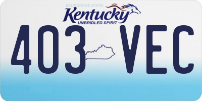 KY license plate 403VEC