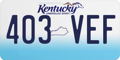 KY license plate 403VEF