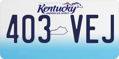 KY license plate 403VEJ