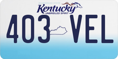KY license plate 403VEL