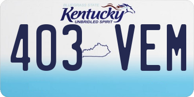 KY license plate 403VEM
