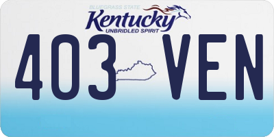 KY license plate 403VEN