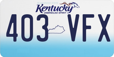 KY license plate 403VFX