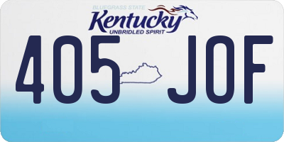 KY license plate 405JOF