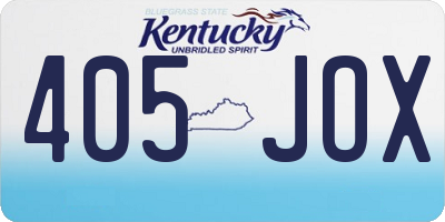 KY license plate 405JOX