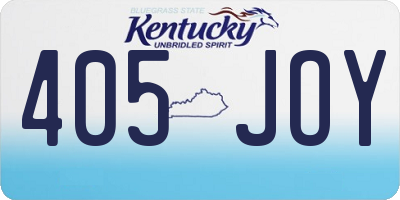 KY license plate 405JOY