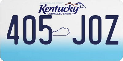 KY license plate 405JOZ