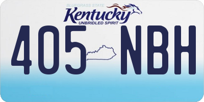 KY license plate 405NBH