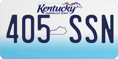 KY license plate 405SSN