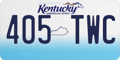 KY license plate 405TWC